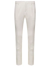 DOLCE & GABBANA WHITE SLIM PANTS WITH COVERED BUTTON IN WOOL AND SILK BLEND MAN