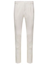 Dolce & Gabbana White Slim Pants With Covered Button In Wool And Silk Blend Man In White