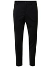 DOLCE & GABBANA BLACK SLIM PANTS WITH CONTRASTING LOGO BAND IN STRETCH WOOL MAN