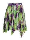 Versace Logo Orchid-print Pleated Asymmetric Skirt