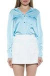 Alexia Admor Long Sleeve Button-up Shirt In Halogen Blue