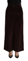 Dolce & Gabbana Black Cotton High Waist Trouser Wide Leg Pants In Black