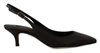Dolce & Gabbana Black Leather Slingbacks Heels Pumps Shoes In Black