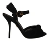 DOLCE & GABBANA DOLCE & GABBANA BLACK TULLE STRETCH ANKLE BUCKLE STRAP WOMEN'S SHOES