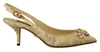 Dolce & Gabbana Gold Crystal Slingbacks Pumps Heels Shoes In Gold