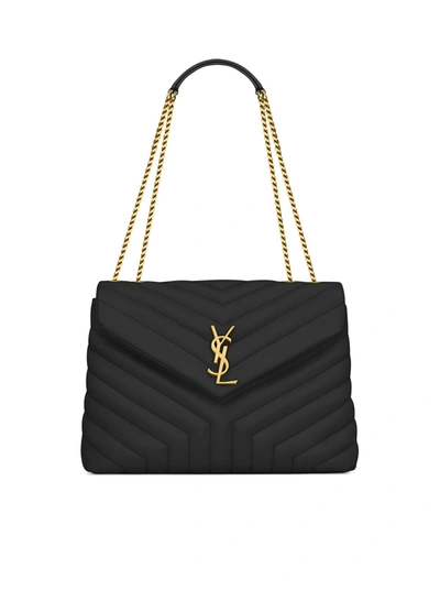 Saint Laurent Black Leather Medium Loulou Chain Bag