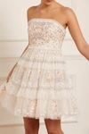 Needle & Thread Primrose Bouquet Embroidered Tulle Mini Dress In Champagne