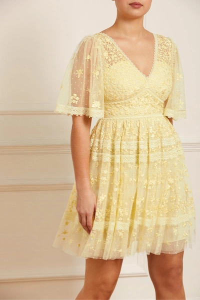 Needle & Thread Sweetheart Lace Minidress In Yellow