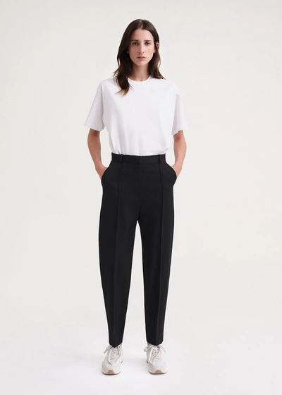 Totême Sewn Pleat Wool Twill Pants In Black