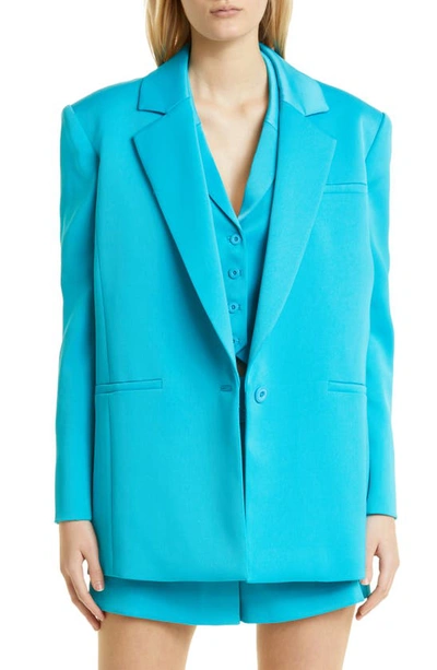 Alice And Olivia Shan Strong Shoulder Blazer In Green