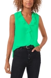 VINCE CAMUTO RUFFLE NECK SLEEVELESS GEORGETTE BLOUSE