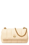 Tory Burch Kira Flap Quilted Mini Shoulder Bag In Brie/gold