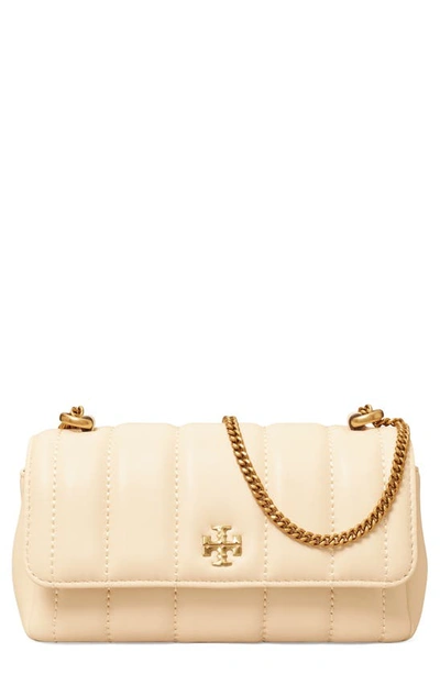 Tory Burch Kira Flap Quilted Mini Shoulder Bag In Brie/gold