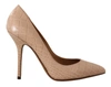 Dolce & Gabbana Beige Nude Leather Bellucci Heels Pumps Shoes In Beige