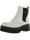Mia Cayson D Womens Faux Leather Pull On Ankle Boots In White