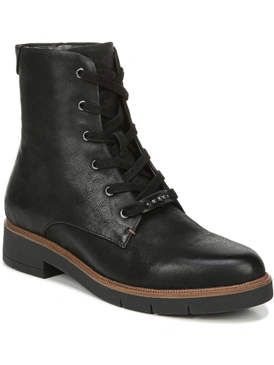 Dr. Scholl's Guild Womens Leather Mid Calf Combat & Lace-up Boots In Black
