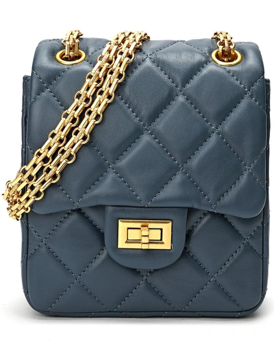 Tiffany & Fred Quilted Sheepskin Leather Crossbody In Blue
