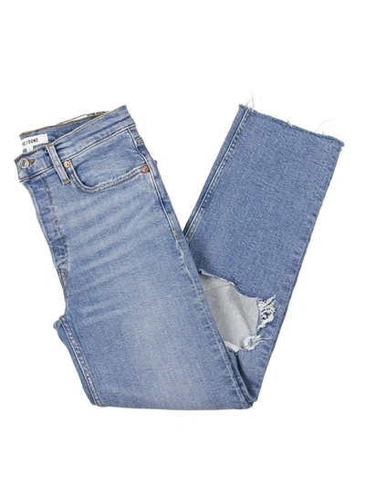 Re/done Womens Denim Medium Wash Straight Leg Jeans In Multi