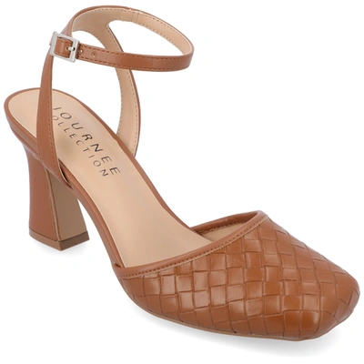 Journee Collection Women's Moriah Woven Square Toe Dress Pumps In Tan