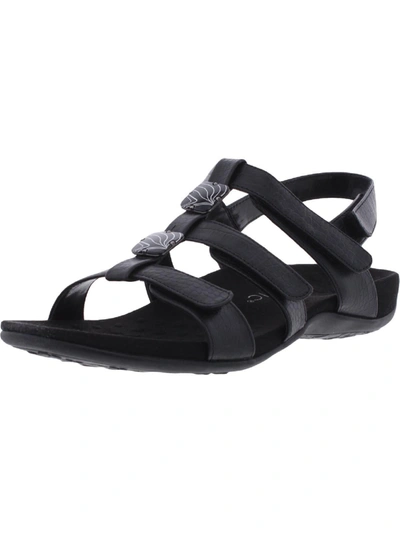 Vionic Amber Womens Ankle Strap Open Toe Strappy Sandals In Black