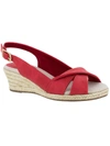 Easy Street Maureen Womens Faux Leather Slingback Wedge Sandals In Red
