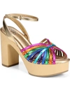 Franco Sarto Willow Womens Faux Leather Ankle Strap Platform Sandals In Multi