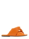 Jw Anderson J.w. Anderson Orange Leather Chain Twist Slides In Orange