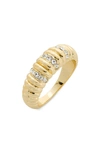 Covet Crystal Textured Band In Gold
