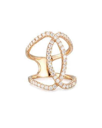 Bessa 18k Rose Gold Overlapping Ring With Diamonds