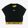 OFF-WHITE GIRLS BLACK INDUSTRIAL CROPPED T-SHIRT