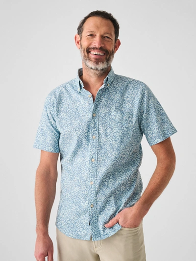 Faherty Short-sleeve Breeze Shirt In Teal Waters Hilo