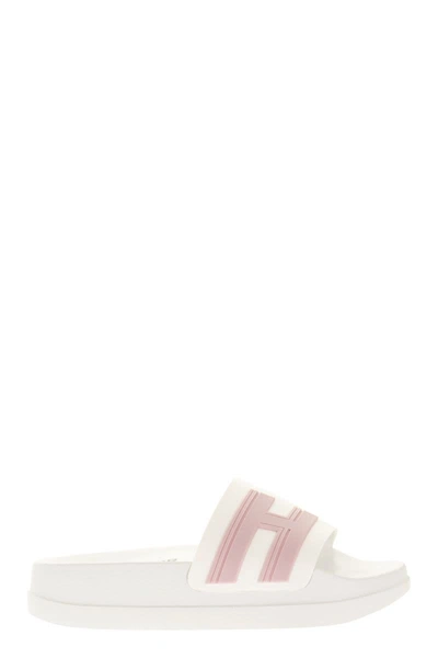 Hogan White Rubber -3r Slipper In Pink,white