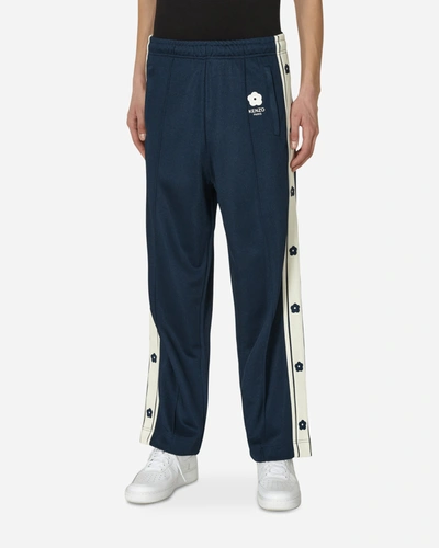 Kenzo Straight-leg Logo-embroidered Striped Jersey Track Pants In Navy
