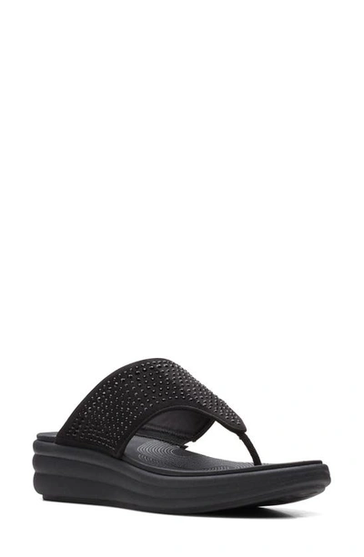 Clarks Clarene Award Womens Nubuck Perforated Wedge Sandals In Black