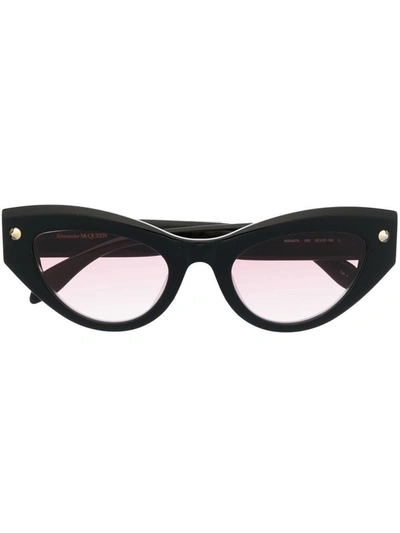 Alexander Mcqueen Cat Eye Plain Sunglasses In Black