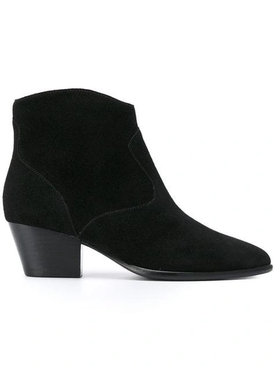 Ash Heidi Bis Texan Ankle Boots In Black Suede