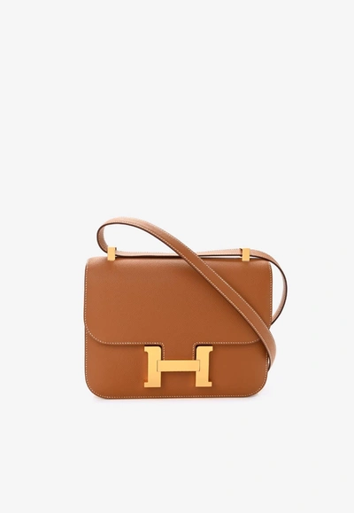 Hermes Constance 18 In Gold Epsom With Gold Hardware In Brown