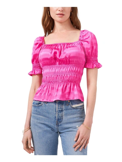 1.state Womens Puff Sleeves Short Crop Top In Pink