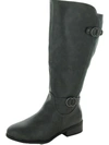 Karen Scott Leandraa Womens Faux Leather Riding Boots Knee-high Boots In Grey