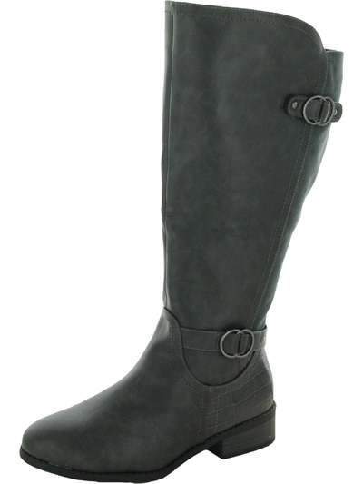 Karen Scott Leandraa Womens Faux Leather Riding Boots Knee-high Boots In Grey