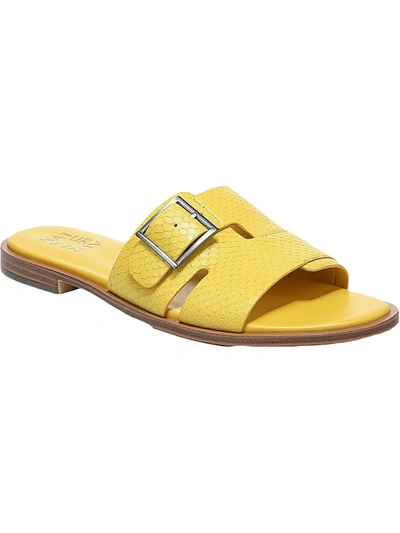 Naturalizer Faryn Womens Leather Embossed Slide Sandals In Yellow