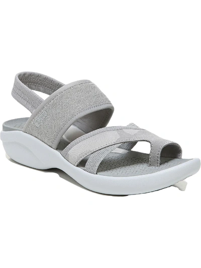 Bzees Call Me Womens Shimmer Slip On Strappy Sandals In Grey