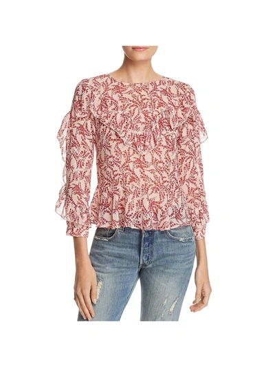 Olivaceous Womens Floral Print Ruffled Peplum Top In Pink