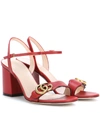 Gucci Red Leather Double G Heeled Sandals In Red