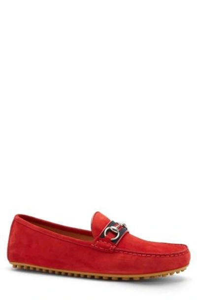 Gucci Kanye Suede Driver Shoes In Red