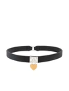 Ambush Heart-charm Leather Choker Necklace In Black