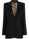 Dolce & Gabbana Black Single-breasted Blazer With Animalier Lining In Black