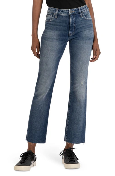 Kut From The Kloth Kelsey Fab Ab High Waist Raw Hem Ankle Flare Jeans In Congruent