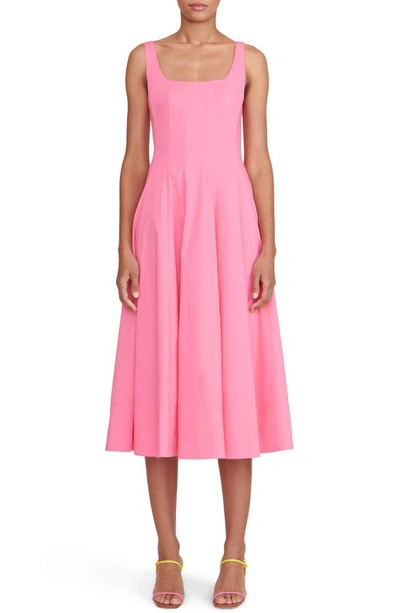 Staud Wells Stretch Cotton Dress In Pink