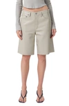 Agolde Low Rise Recycled Leather Shorts In Toast